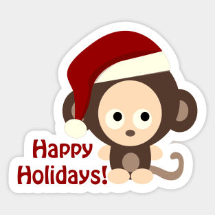 Happy Holidays Santa Monkey Sticker